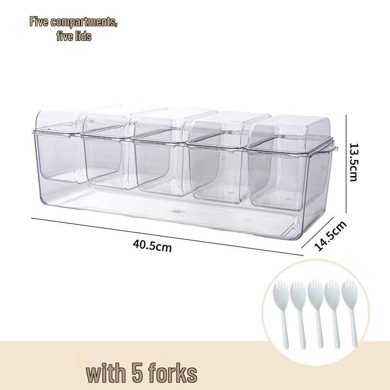 

Transparent Rectangular Food Storage Container with 5 Compartments