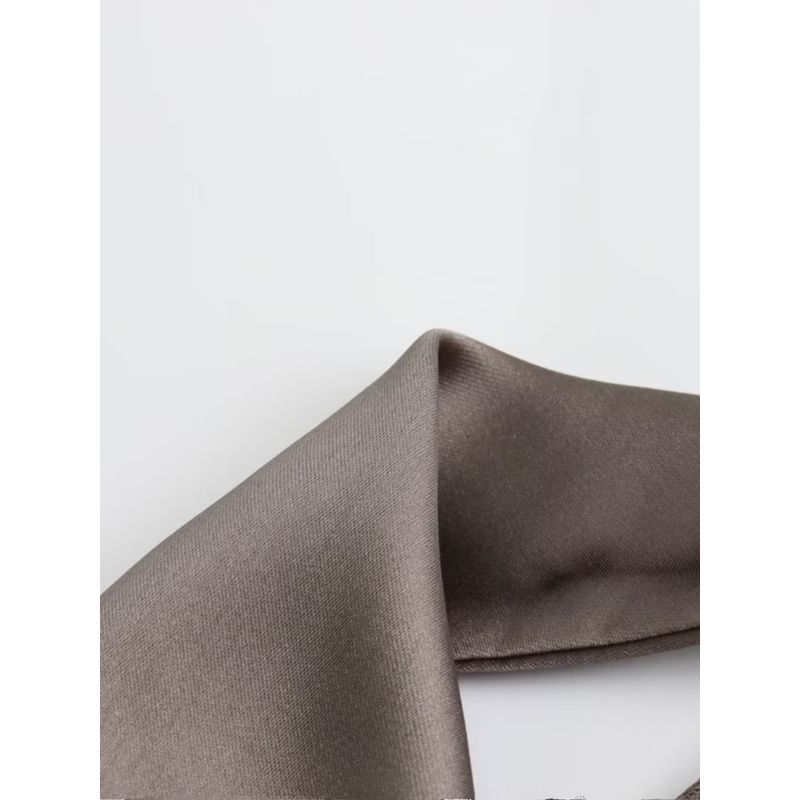 Kaslead New Arrival Women's Clothing Fashion Style Silk Satin Texture Hanging Collar Tops 8432331
