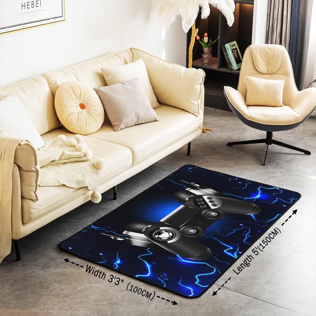 Gaming Area Rug for Bedroom and Living Room, Non-Slip Ultra Soft Gamepad Carpet, Machine Washable Video Game Decor Mat