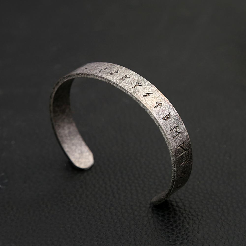 Vintage Viking Rune Bracelest for Men Women 316L Stainless Steel Simple Open Bracelet Amulet Jewelry Gift Dropshipping