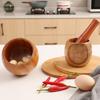 1 Set Garlic Mortar Eco-friendly High Durability Wood Manual Garlic Press Crusher Mortar Set for Home