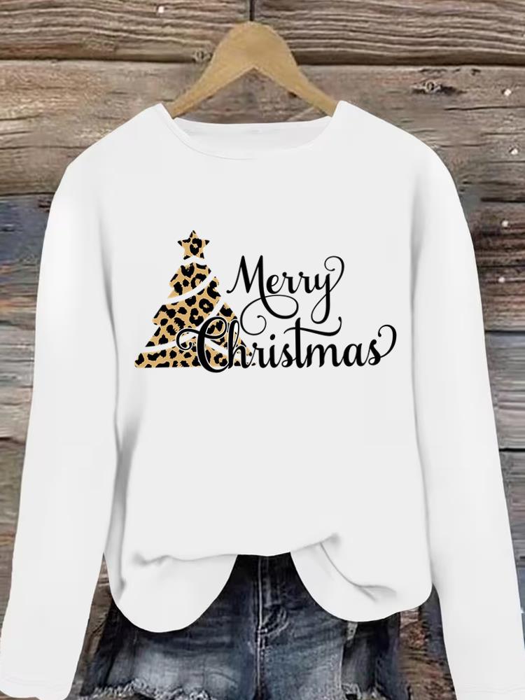 (Asian Size) style tree 90s Christmas new year Graphic Tee Women autumn winter Casual Fashion Top Clothing Print T Shirt Long Sleeve T-shirts