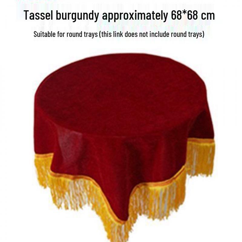 Dark Red Velvet Ceremony Tray - Small, Square, Thickened with Gold Trim for Awarding & Ribbon Cutting