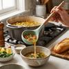 Silicone Soup Spoon Solid Wood Ladle Kitchen  Scoop Light‑weight Serving Spoon  Household