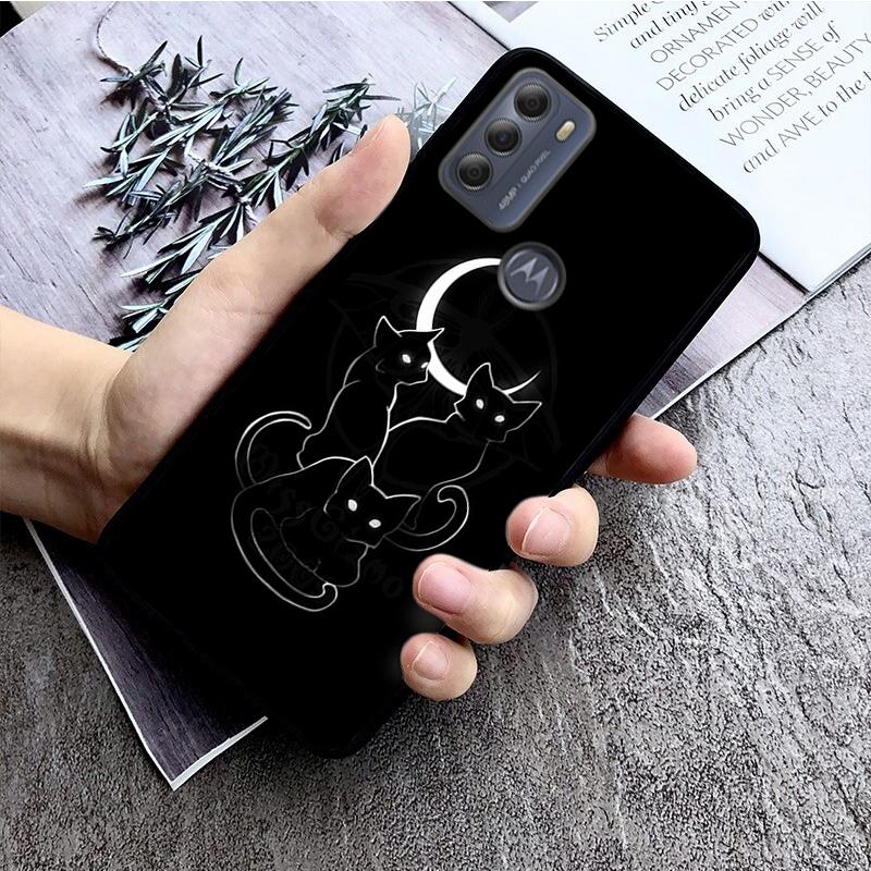 Black Cat Phone Case for Motorola Moto E32 E20 E40 G22 G52 G20 G30 G100 G60 G50 G10 GPure GStylus G9 One Action Macro
