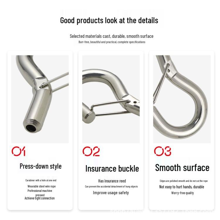 Steel Wire Rope Safety Lock Hook - Secure Picture Hanging & Marine Accessories