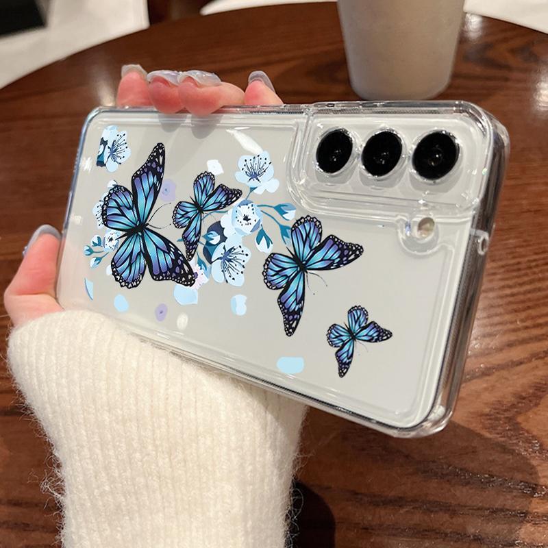 Butterfly Pattern Clear Case For Samsung Galaxy A56 A55 A54 5G A36 A35 A34 A26 A16 A15 S21 FE S22 S23 S24 Plus S25 Edge S25 Ultra Soft TPU Phone Cover