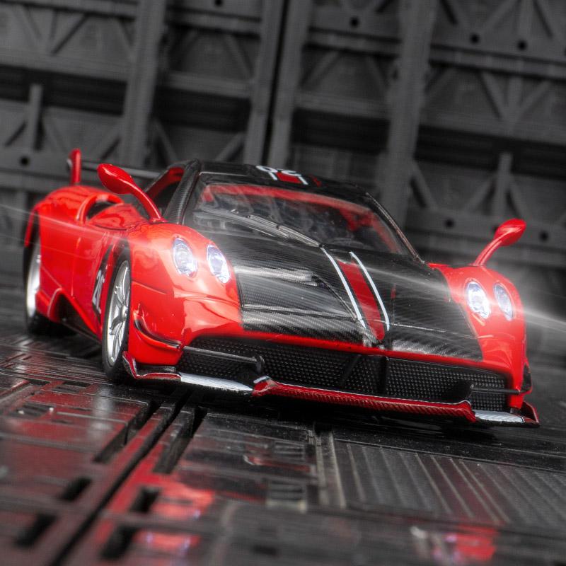 1/32 Simulation Pagani BC Alloy Supercar Model, Doors Can Be Opened with Sound and Light, Car Ornaments