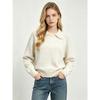 Autumn and winter lapel-neck knitted sweater women's loose shoulder-sleeved spliced lapel top