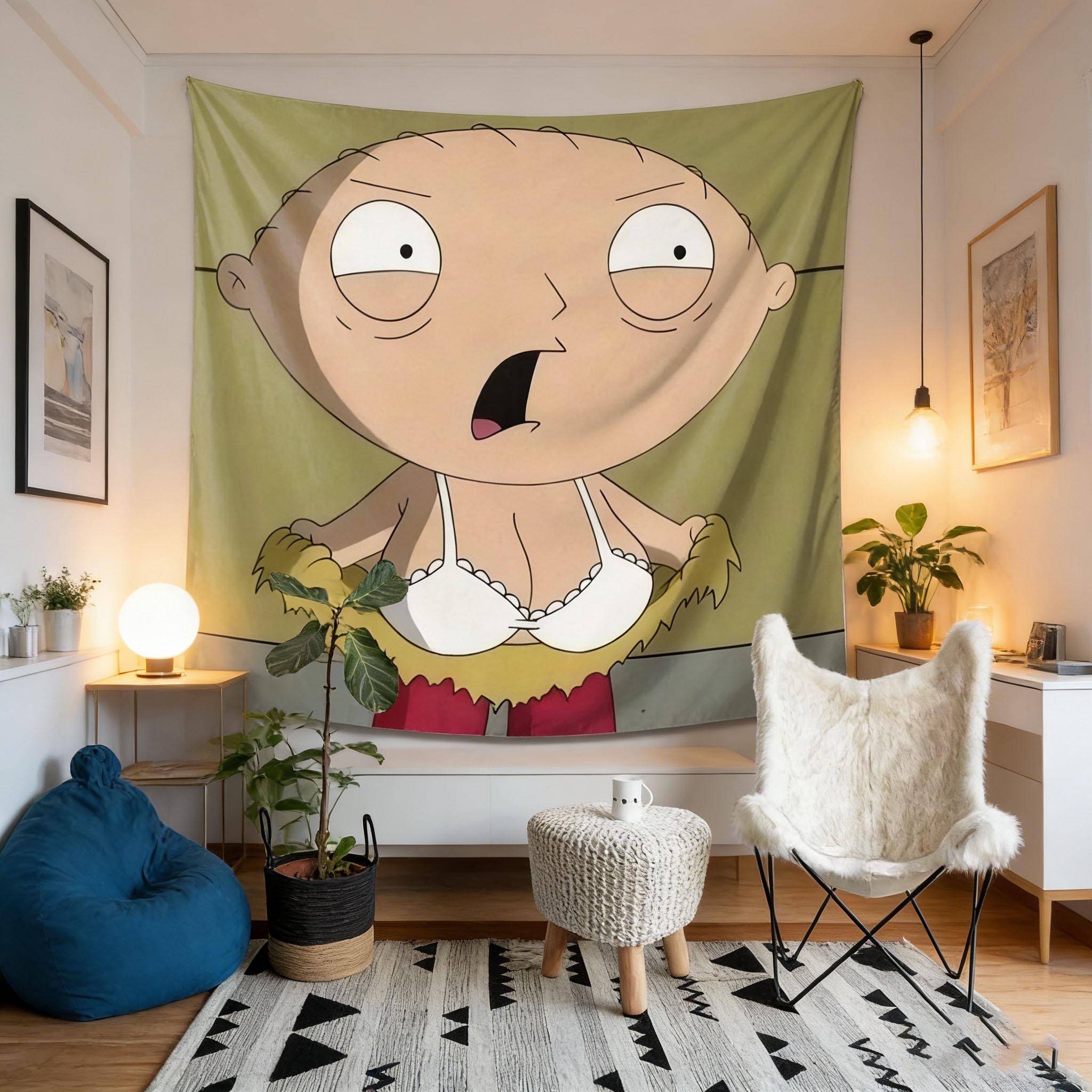 Family Guy Character Tapestry 2D Plane Print Expressive Wall Hanging Decor for Bedroom Living Room Dorm Ideal Gift 74x94cm(29x37in)