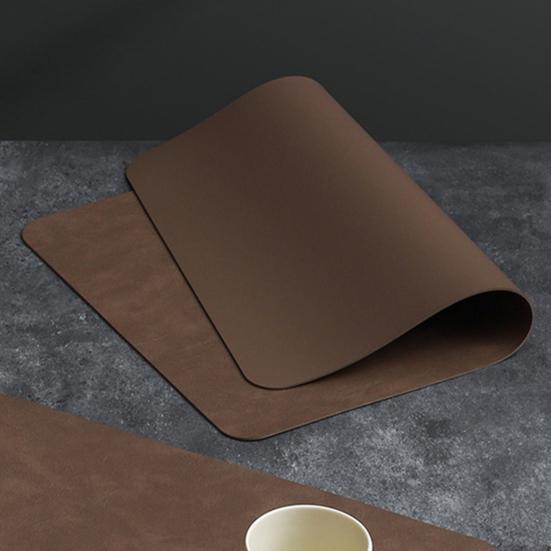 Faux Leather Placemat Waterproof Heat-Resistant Non-slip Heat Insulation Dishwasher Safe Rectangle Dining Table Protection Decoration Pad Kitchen