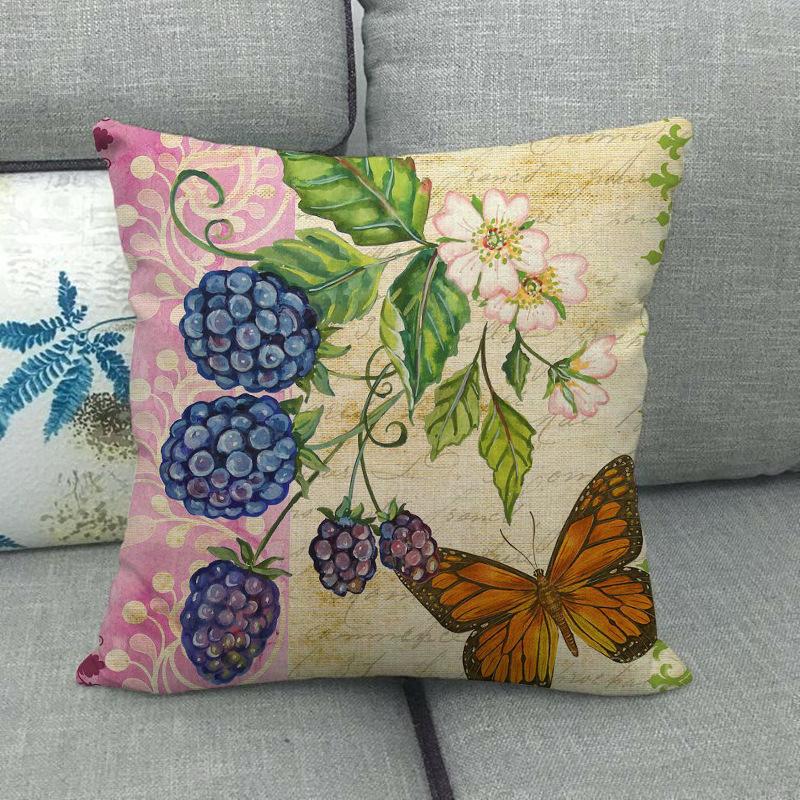 Nordic Butterfly Flower And Fruit Farm Digital Printing Short Plush Pillow Covers For Car Sofa Office Cushion Cover Home Goods
