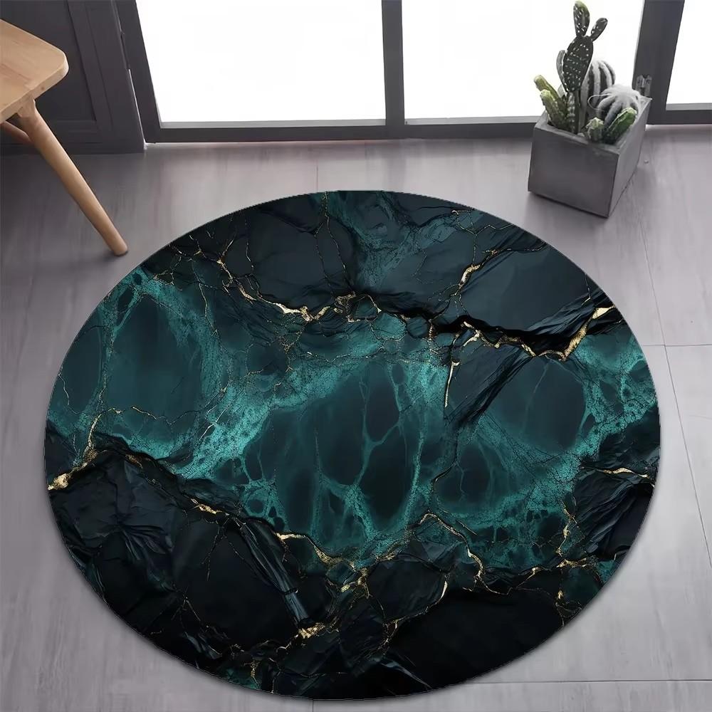 Luxurious Marble Colour White Gold Round Carpet Rug for Bedroom Living Room Decoration,pet Decor Floor Mat