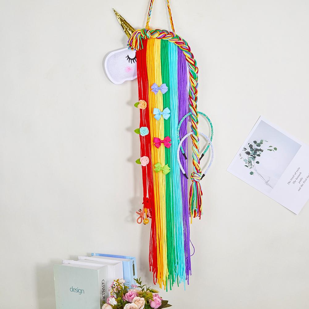 Felt Unicorn Ornament Children'S Hair Clip Decor Wall-Mounted Hair Accessory Organiser Wall-Mounted Hair Accessory Storage Strip
