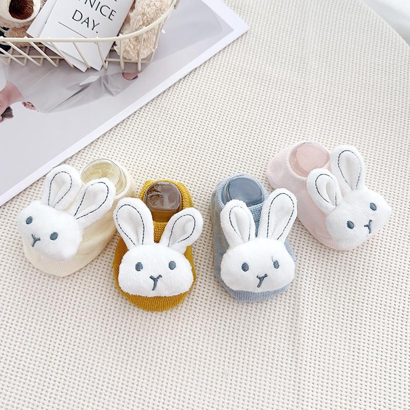 0-2 Jahre Babysocken Frühling Sommer Hase Süß Niedlich Blume Neugeborene Babys Rosa Socke Kleinkinder Baumwolle Rosa Bodensocken für Kinder
