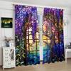 2 Pieces of Wisteria Flower Printed Curtains, Pole Bag Curtains, Home Decoration, Room Decoration