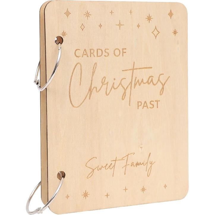 Держатель для открыток Рождества из прошлого - Хранитель сладких семейных воспоминаний, Альбом для фото-открыток на Рождество, Деревянная обложка для праздничных открыток, Книга-альбом для рождественских открыток