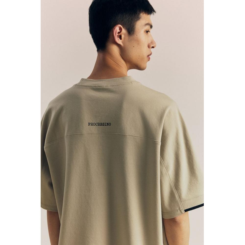 H M Loose FiT PrinTed T sHirT Beige