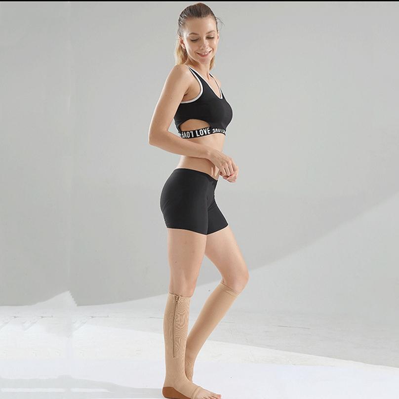 Creative Middle Tube with Zippered Elastic Stockings Sports Socks Shaped Veined Socks Skinny Leg Warmers