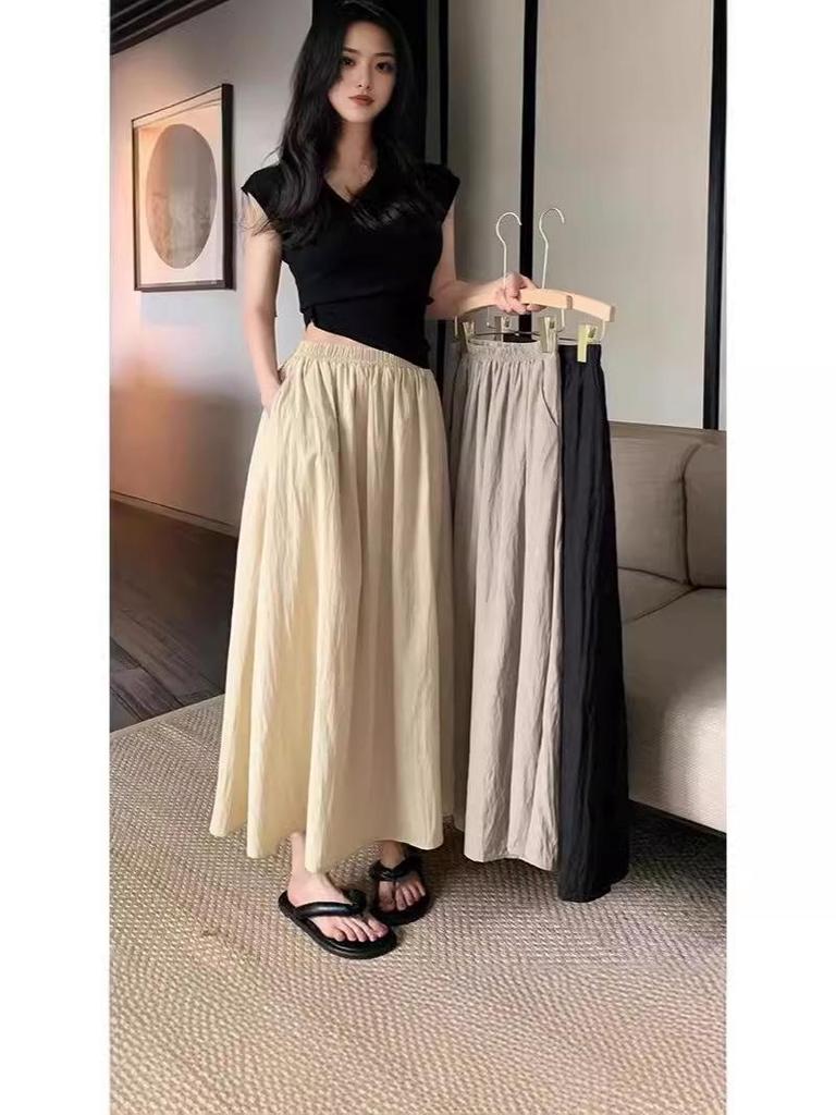 Retro Women's A-Line Midi Skirt - College Style, Versatile & Loose, Perfect for Summer