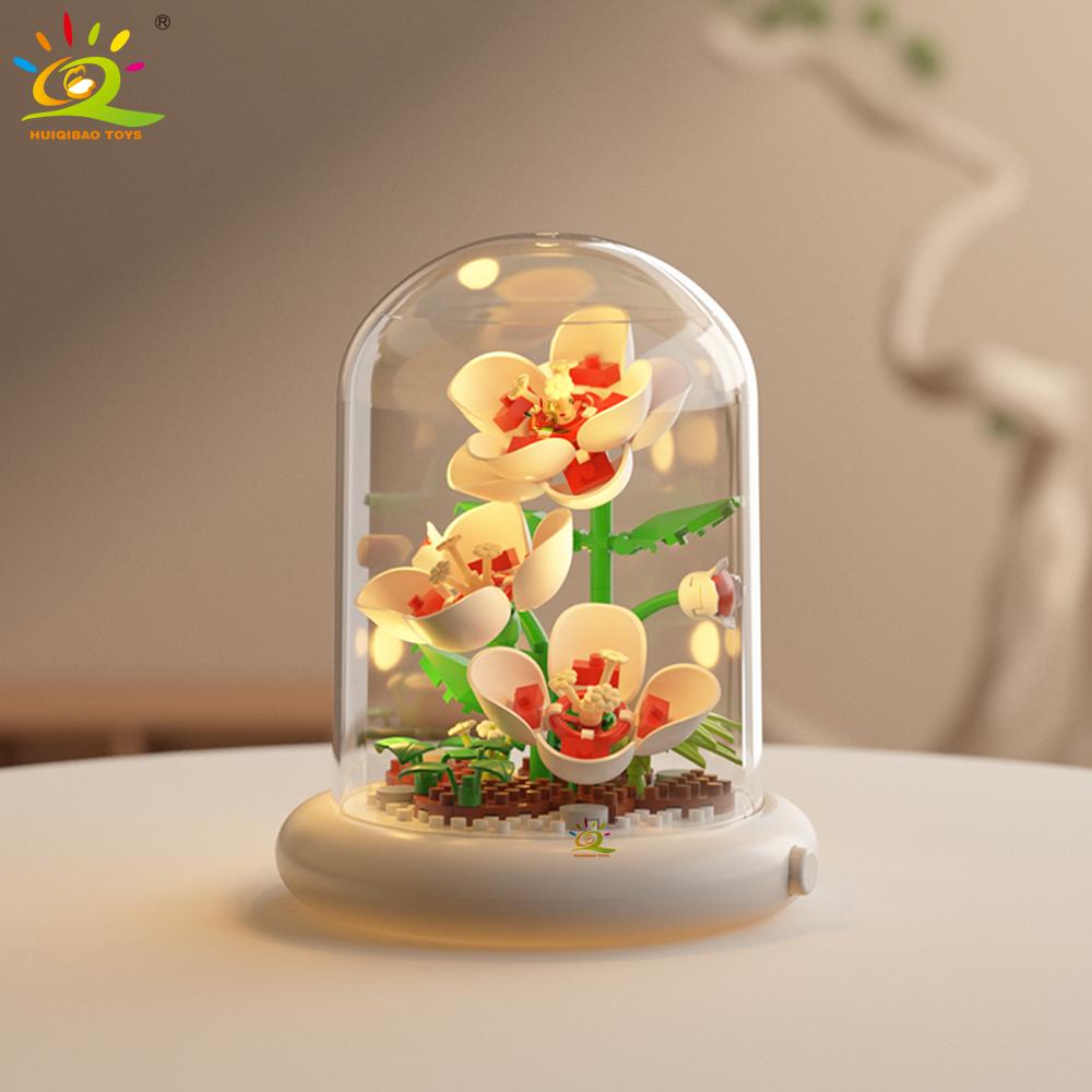 Non-Toxic Moc Eternal Bouquet Display Box Micro Building Block Flower Model Diy Home Desk Plant Decoration Brick Toy For Children