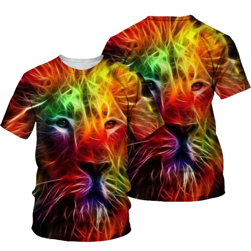 3D Lion Print T-shirt Men Summer New O Neck Short Sleeve Tees Tops Fashion Style Male Clothes Casual T-shirts