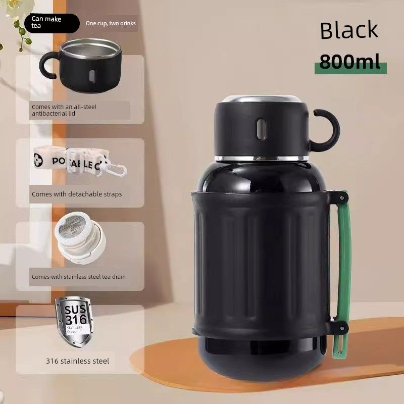 Large-Capacity Thermos Cup 2025 New Model for Male and Female Students, High-Looking 316 Stainless Steel Outdoor Portable Tea-Making Kettle