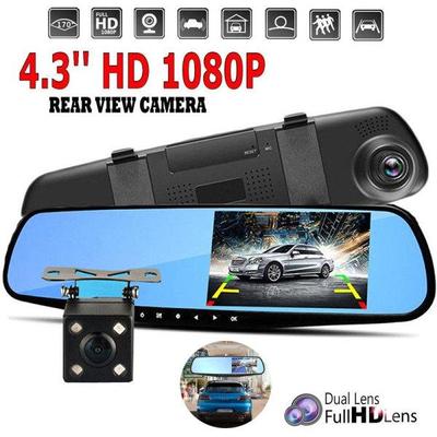 4.3 Inch 1080P HD Dual Lens 170 Rear View Mirror Car DVR Camera Recorder Advanced Reversing Camera