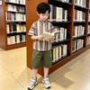 Boys' Striped Shirt Classic College Short-sleeved Handsome Shirt