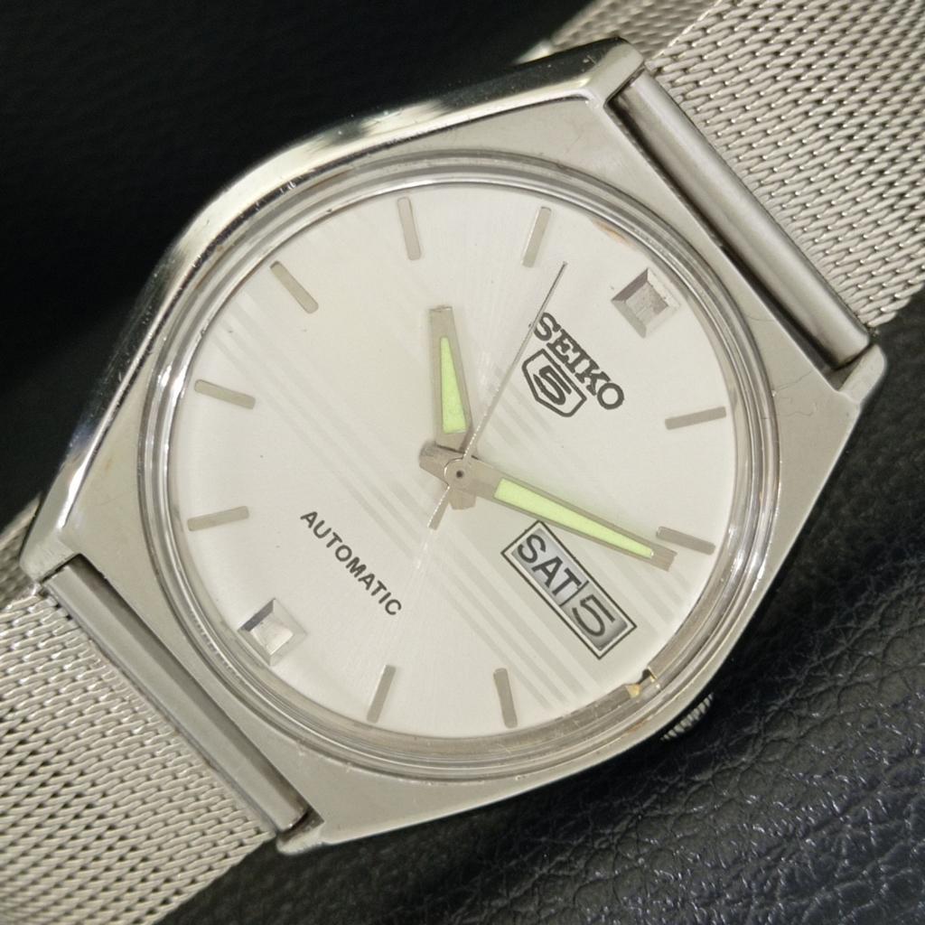 AUTOMATIC 6309A VINTAGE SEIKO 5 JAPAN MENS SILVER COLOR DIAL WATCH A701407-5 R206b-a701407
