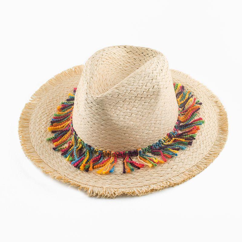 Summer Visor Jazz Straw Hat Broken Grass Edge Parent-child Hat Seaside Beach Hat Ethnic Style Big Edge Hat Children