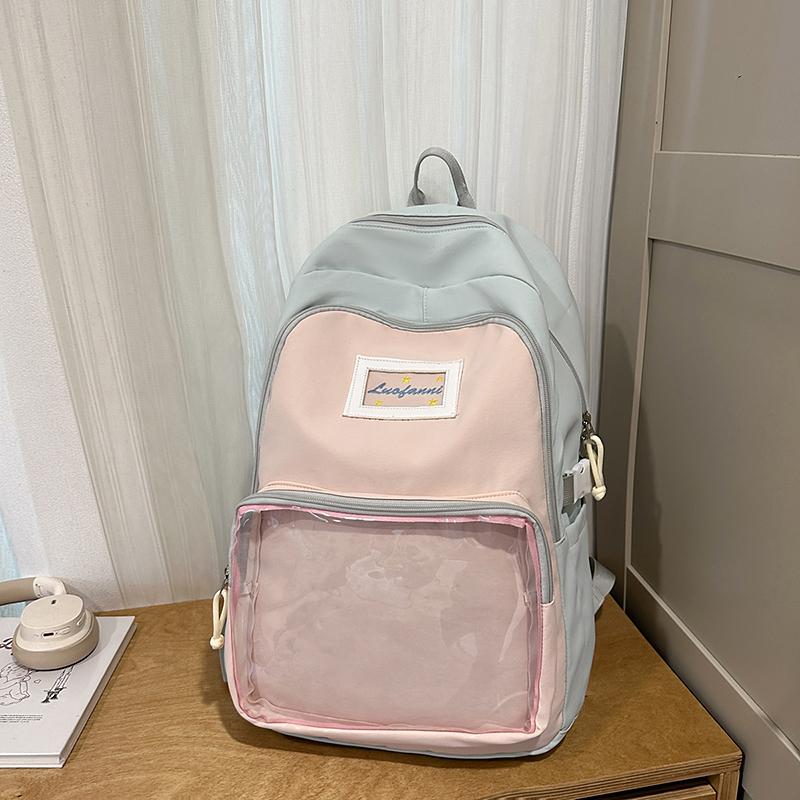 Farbblock Studenten Schultasche Damen Rucksack mit großer Kapazität