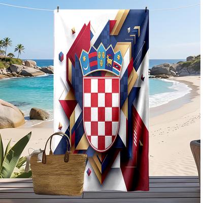 Chorvatsko Fotbalový Potisk Plážová Osuška Rychleschnoucí Super Absorpční Měkká Koupelnová Osuška na Plavání Pláž Cestování Fanouškovský Suvenýr Dárek