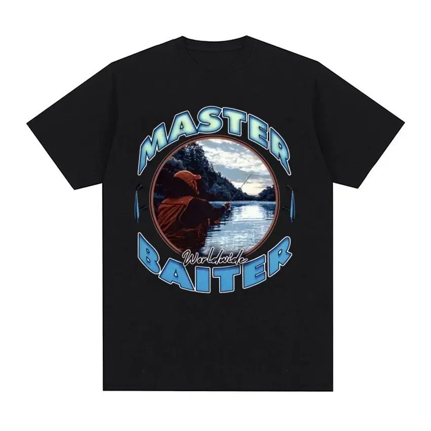 Y2k Clothing Funny Master Baiter Fishing Parody TShirt Fashion T Shirts Print Cotton Tshirt Casual Loose Tops Unisex S