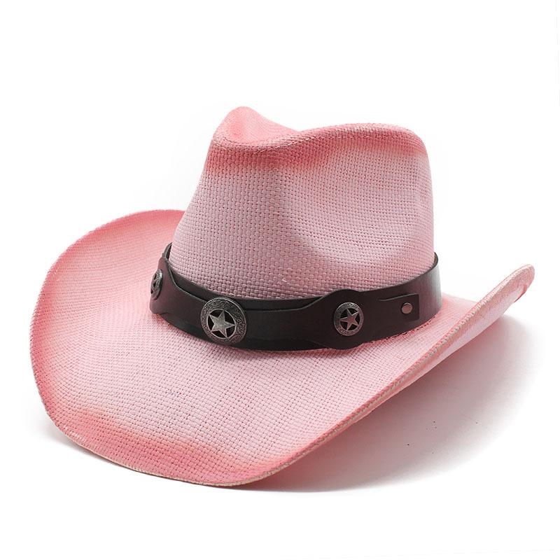 Hand-Painted Straw Hat, Characteristic Ethnic Style, Western Cowboy Straw Hat, Black And White Two-Color Woven Beach Hat