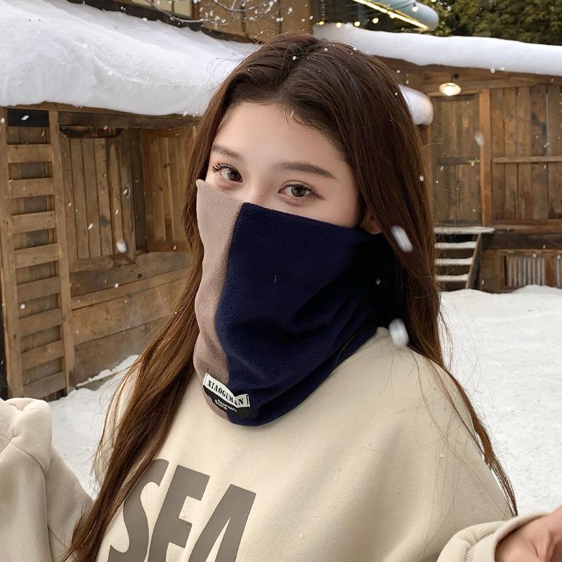 SAYI Winter Double-Layer Warm Neck Gaiter: Unisex Color Block Pullover Scarf for Cycling & Cold Protection