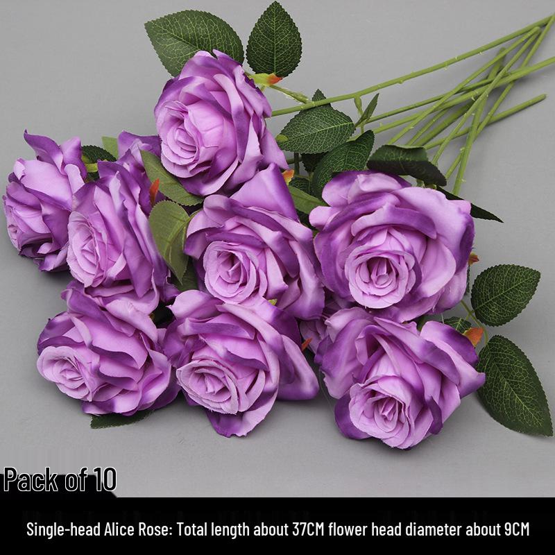 10-Piece Purple Series Artificial Floral Set: Ground Row, Aisle, and Burgundy Wedding Decoration Flowers
