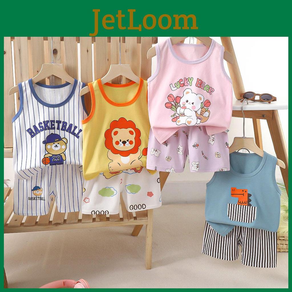 Childrens Cotton Vest Set With Animal Cartoon Prints For Summer Playwear