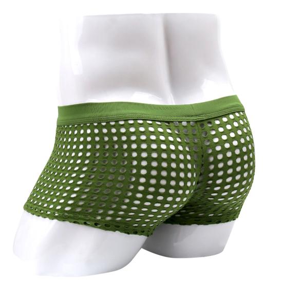 Men Sexy Hollow Out Shorts Briefs Low-rise Breathable Mesh Underwear Solid Color 3D
