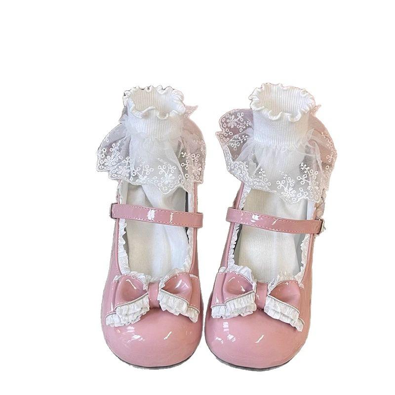 Cream Ice Cream Small Leather Shoes Women's New Thick-soled Sweet Japanese Jk Bow Mary Jane Shoes