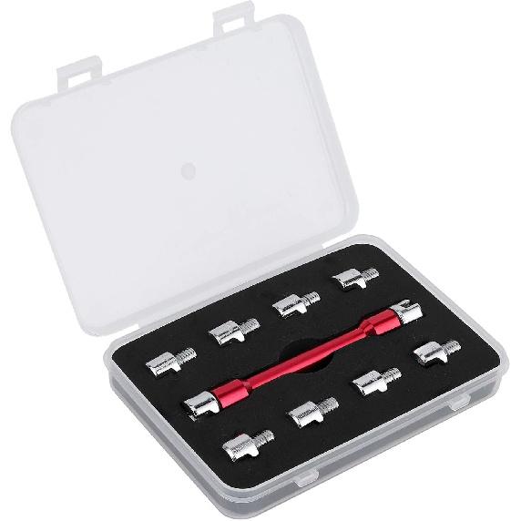 Motorcycle Spoke Wrench Set, CNC 5.0-6.8mm, 93mm/3.7in for Most Bikes(Red)