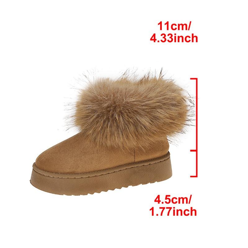 Large size snow boots women's new winter velvet thickened warm thick sole heightening imitation fox hair cotton boots cotton shoes