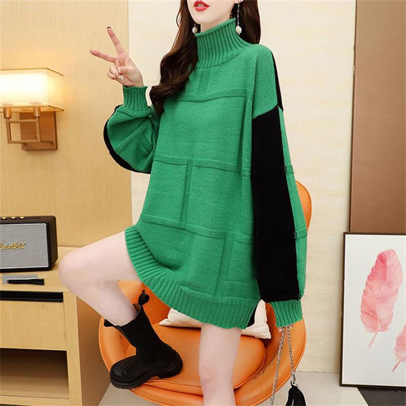 

Женская осенне-зимняя свободная утолщенная трикотажная нижняя рубашка, водолазка, свитер