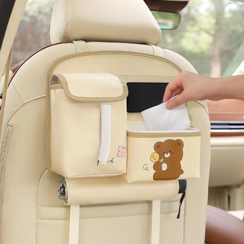 PU Leather Organizer for Children Baby Car Seat Tissue Box Garbage Bin Travel Accessories Car Back Seat Organizer