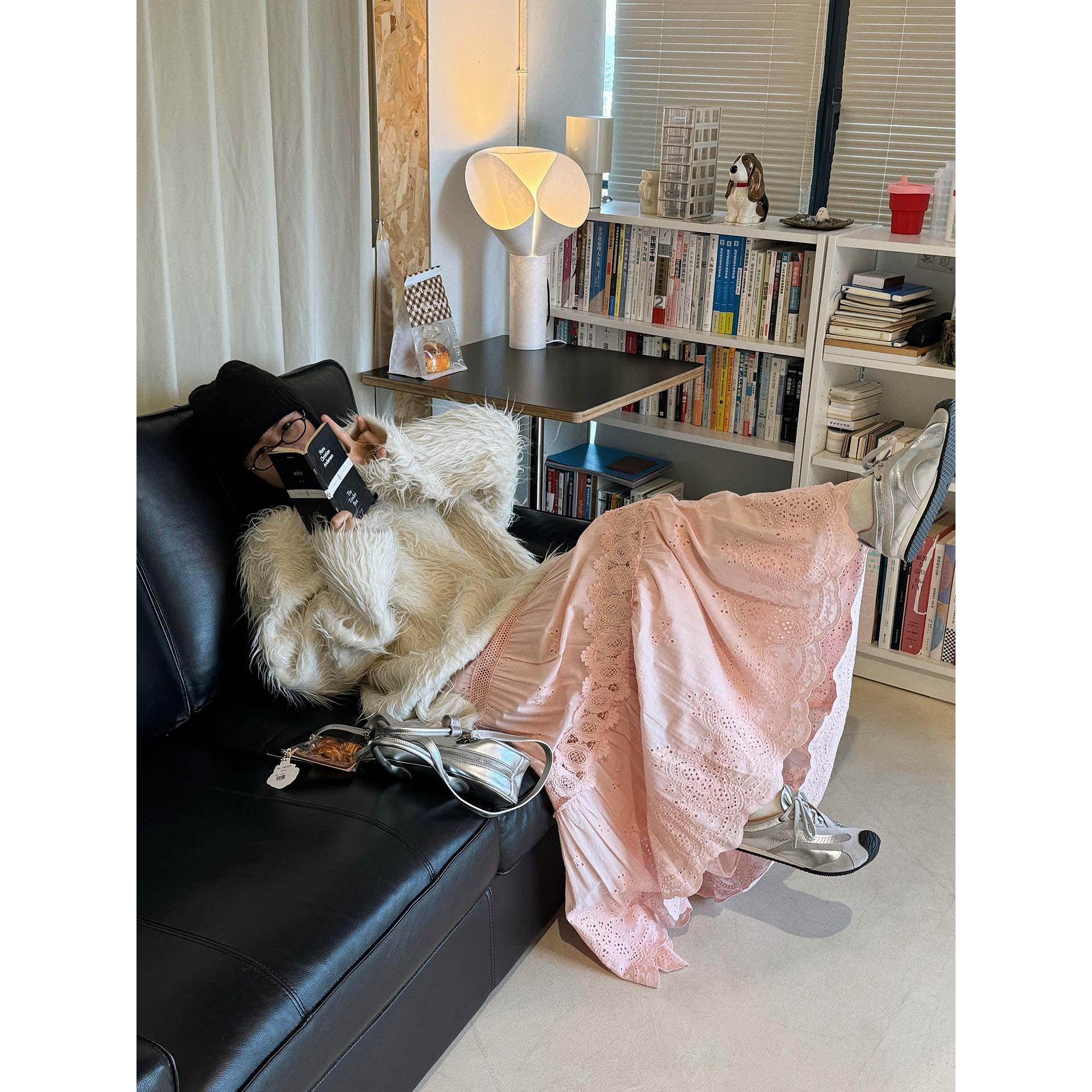 Louvre Spring Bohemian Lace Petal Patchwork Long Skirt for Women One Size розовый