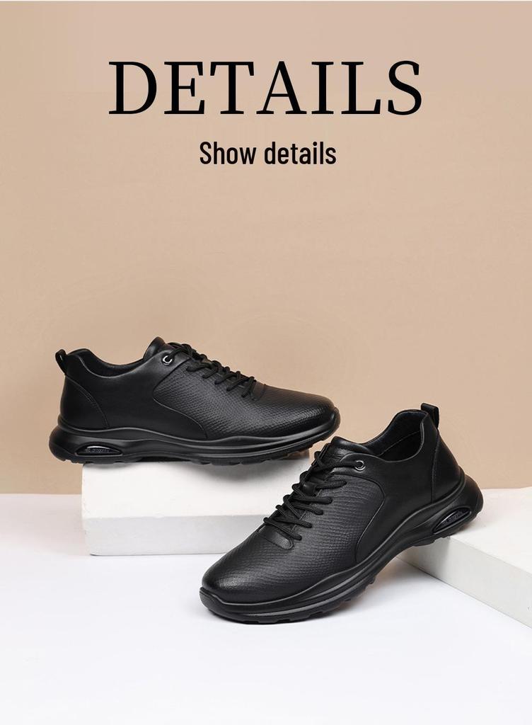 Red Dragonfly Men's Waterproof Leather Casual Shoes - Spring/Autumn Breathable Soft Sole Dad Shoes