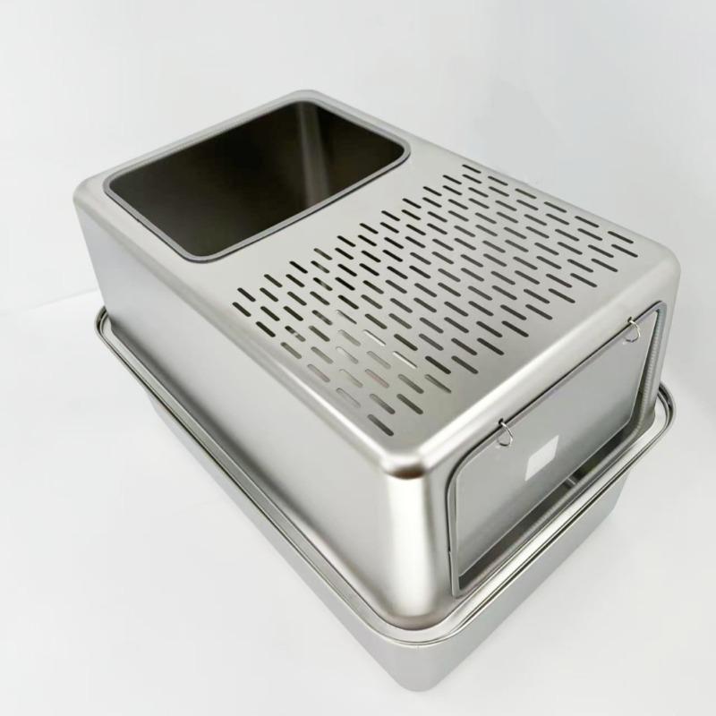 Stainless Steel Cat Sandbox Large Pet Cat Litter Box Anti-splash Cat Toilet Safety Durable Kitten Litterbox Kittens Pets Product