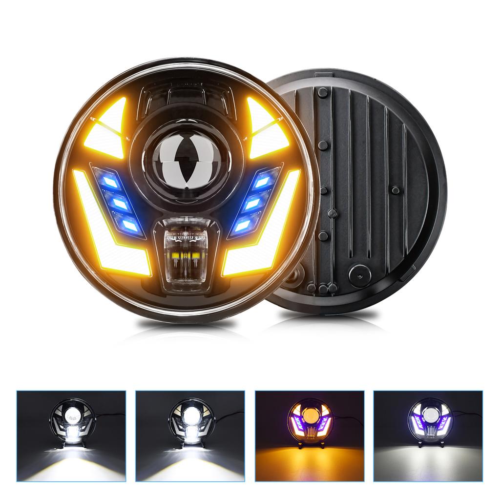 7-Zoll-LED-Scheinwerfer, wasserdichte runde Scheinwerfer mit Fern- und Abblendlicht, DRL-Blinkerersatz