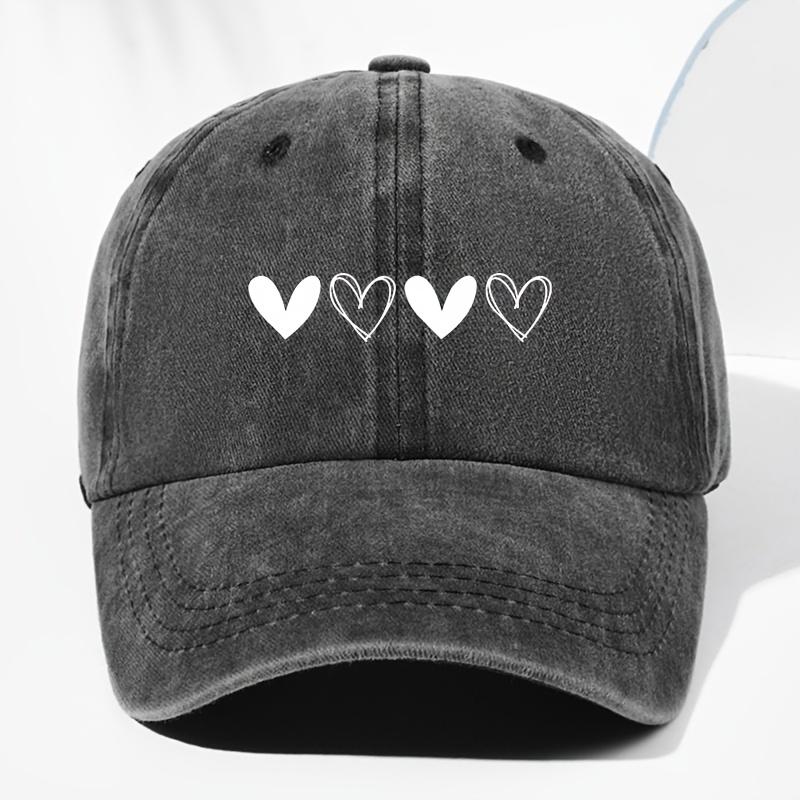 Unisex retro baseball cap with heart-shaped pattern for outdoor sun protection, suitable for truck drivers all year round.
