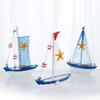 Mediterranean Style Seashell Ship Model 15*11*3cm Miniature Boat Figurine  Office Room Livingroom